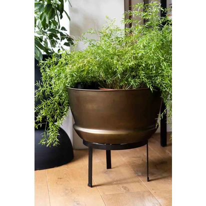 Brass Effect Planter With Stand