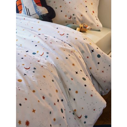 little home at John Lewis Space Star Pure Cotton Duvet Cover and Pillowcase Set Multi | Single: L200 x W135cm, Pillowcase: L75 x W50cm