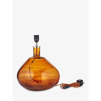 nkuku Baba Glass Lamp Base, Amber Burnt Amber | H33 x W33 x D33cm