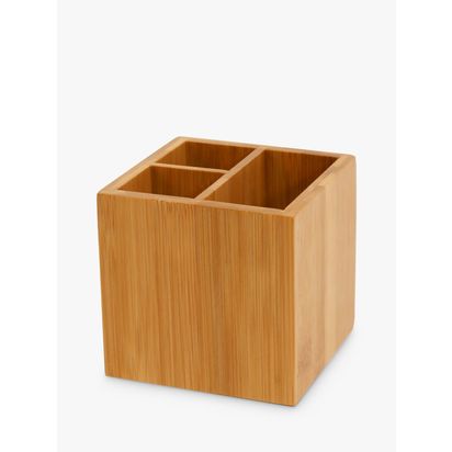 Osco Bamboo 3 Section Pen Pot Natural | H10 x W10.5 x D10.5cm