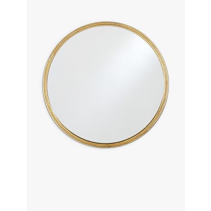 Nkuku Almora Round Metal Wall Mirror, 88cm, Antique Brass Antique Brass | D3 x Dia.88cm