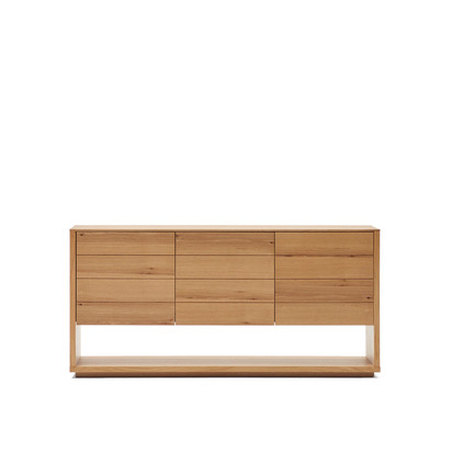 Alguema sideboard with 3 doors in oak veneer with natural finish, 151 x 73 cm