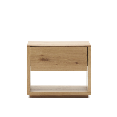 Alguema bedside table in oak wood veneer with natural finish, 60 x 50 cm