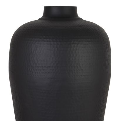 Matt Black Medium Hammered Vase With Lid