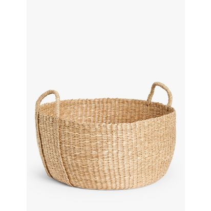 John Lewis Slouchy Seagrass Low Storage Basket, Natural Natural | H32 x W48 x D49cm