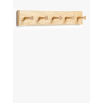 John Lewis Shaker 5 Hook Hanging Rack, FSC-Certified (Ash Wood) Brown | H8 x W57x D7.5 cm