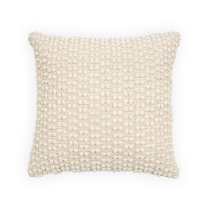 Mascarell cushion cover in white cotton and polypropylene, 45 x 45 cm