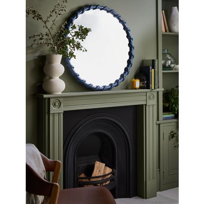 John Lewis Nautical Round Wall Mirror, 80cm, Blue Blue | D6.3 x Dia.80cm