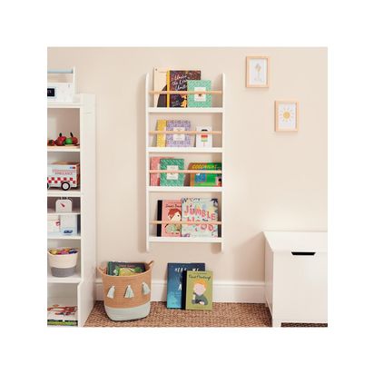Great Little Trading Co Greenaway Narrow Gallery Bookcase White/Natural | H118 x W50 x D12cm, Lower shelf height: 32cm, other shelves: 24cm