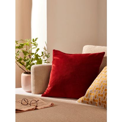 John Lewis Cotton Velvet Cushion Claret | H50 x W50cm