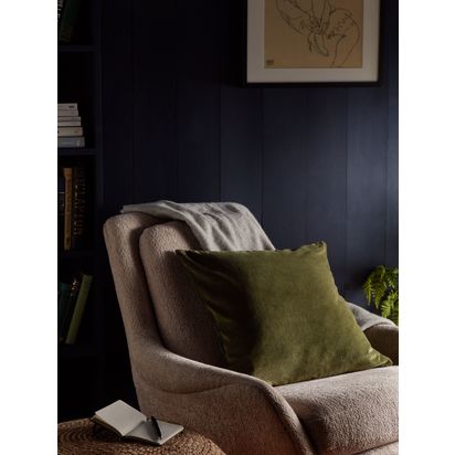 John Lewis Cotton Velvet Cushion Green | 50 x 50cm