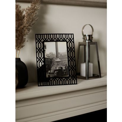 John Lewis Geometric Metal Photo Frame, Black Black | H242 x W190 x D12mm