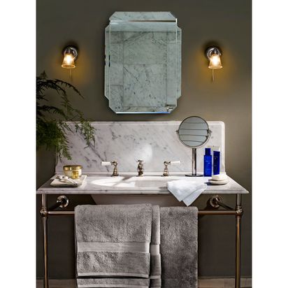 John Lewis White Marble Bathroom Accessories Tray White | H1.5 x W30 x D15cm