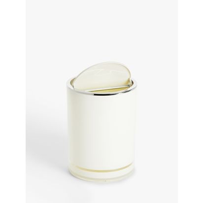 John Lewis Block Stripe Bathroom Bin White | H24.50 x W18.70 x D18.70cm