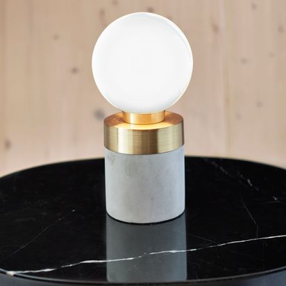 John Lewis No.046 Lamp, Opal Glass/Concrete Grey | H22.50 x D12cm