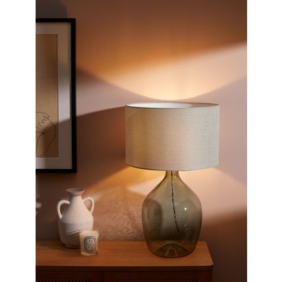 John Lewis Textured Glass Table Lamp Olive Green | H57 x Dia.35cm