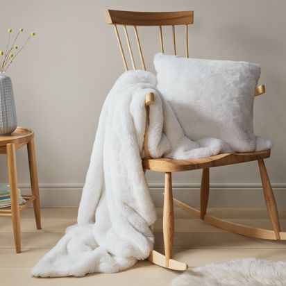John Lewis Faux Fur Cushion White | 45 x 45cm