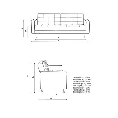 John Lewis Quilted Large 3 Seater Sofa Bed, Light Leg, Cobble Grey Cobble Grey | H86 x W218 x D84.50cm