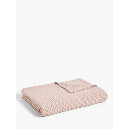 John Lewis Washed Waffle Bedspread Plaster Pink | L250 x W260cm