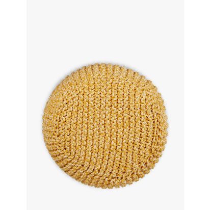 John Lewis Chunky Knitted Pouffe Mustard | H35 x W50 x D50cm