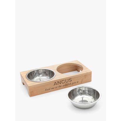 Treat Republic Personalised Bamboo Pet Bowl Set | H31 x W15.5 x D5.5cm