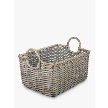 John Lewis Wicker Medium Basket, Grey Grey | H21 x W40 x D31cm