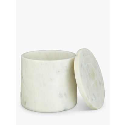 John Lewis Marble Container, White White | H10 x W11cm