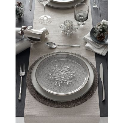 John Lewis Beaded Round Placemat Silver | H0.50 x W35 x D35cm