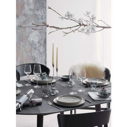 John Lewis Beaded Round Placemat Silver | H0.50 x W35 x D35cm