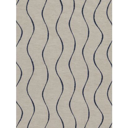 John Lewis Picot Stripe Embroidery Pair Lined Eyelet Curtains Navy | H228 x W228 x D228cm