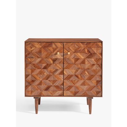 John Lewis + Swoon Franklin Acacia Wood Storage Cabinet, Natural Natural | H85 x W85 x D40cm