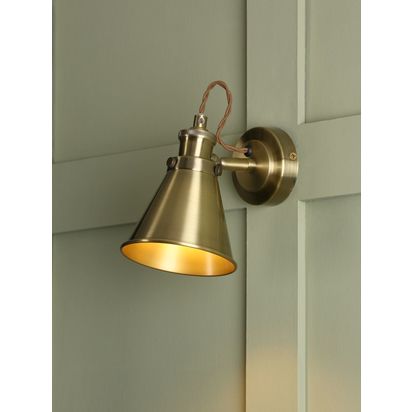 Laura Ashley Rufus Single Wall Light, Brass Antique Brass