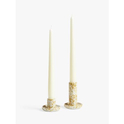 John Lewis Splash Candle Holder, Honey Honey | Large: H9.4 x Dia.6.8cm