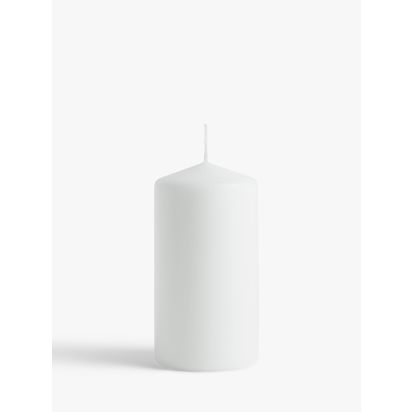 John Lewis Pillar Candle, White, 354g White | H13 x W6.8 x D6.8cm