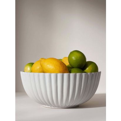 Truly Stoneware Fluted Serve Bowl, 26cm, Pale Grey