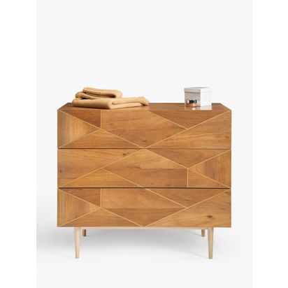 John Lewis + Swoon Mendel 3 Drawer Chest Light Brown | H78.5 x W90 x D46.5cm