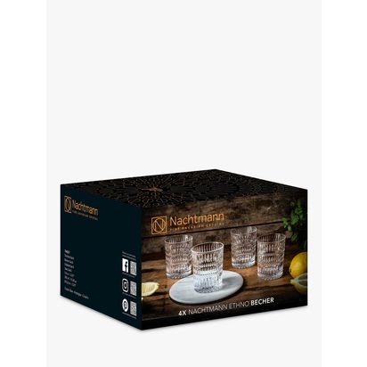 Nachtmann Ethno Crystal Glass Tumbler, Set of 4, 294ml, Clear Clear | H9.4 x Dia.8.2cm