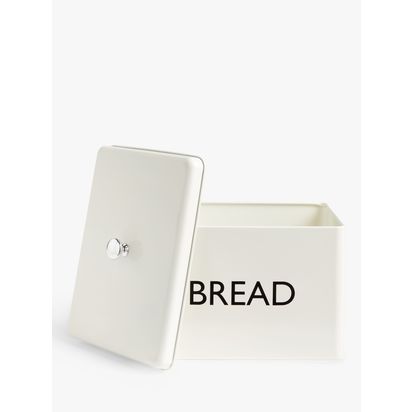 John Lewis Enamel Bread Bin Cream | H21.5 x W28 x D18cm