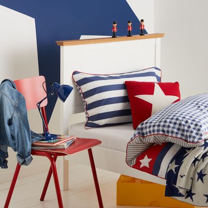 John Lewis Stars & Stripes Cushion, Red/Blue Red/Blue | L40 x W40cm