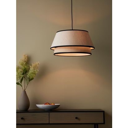 John Lewis Two-Tier Ceiling Light, Natural Natural | H23 x Dia.45cm