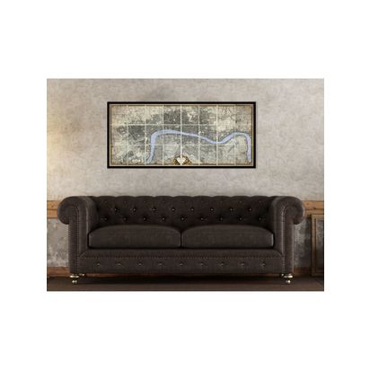 John Lewis John Rocque 1746 Antique Map of London Framed Print, 55.5 x 119.5cm, Grey/Multi Grey/Multi | H55.5 x W119.5 x D2.8cm