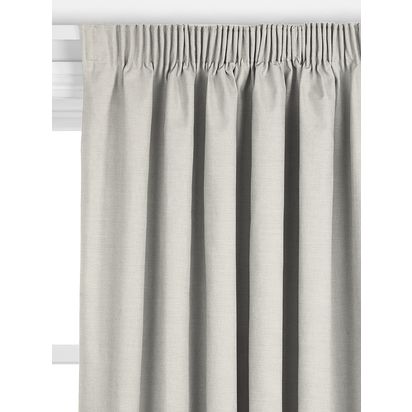 John Lewis Cotton Linen Slub Made to Measure Curtains or Roman Blind, Oyster Oyster | H20 x W20 x D140cm