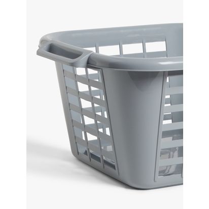 John Lewis Square Plastic Laundry Basket, Grey Grey | H70 x W44 x D51cm