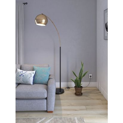 John Lewis Hector Floor Lamp Antique Brass/Black | H210 x W106.68 x D31.75cm