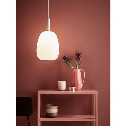 Nordlux Alton 23 Pendant Ceiling Light White/Brass | H43 x Dia.23cm