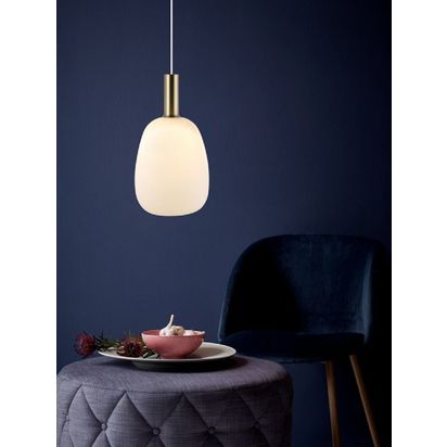 Nordlux Alton 23 Pendant Ceiling Light White/Brass | H43 x Dia.23cm