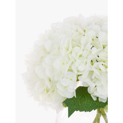 Floralsilk Artificial Hydrangeas in Globe Vase, White | H28 x W30 x D30cm