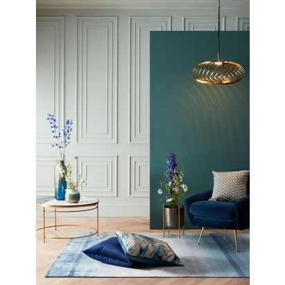 John Lewis Italian Cut Velvet Square Cushion Sapphire Blue | 50 x 50cm