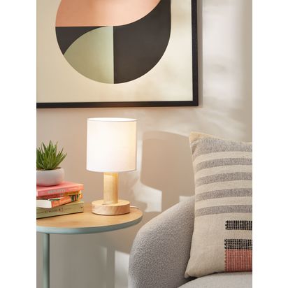 John Lewis Slater Wood Touch Table Lamp Brown | H31.5 x Dia.18cm