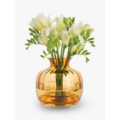 Dartington Crystal Cushion Small Posy Vase, H13cm Amber | H13 x Dia.13.5cm